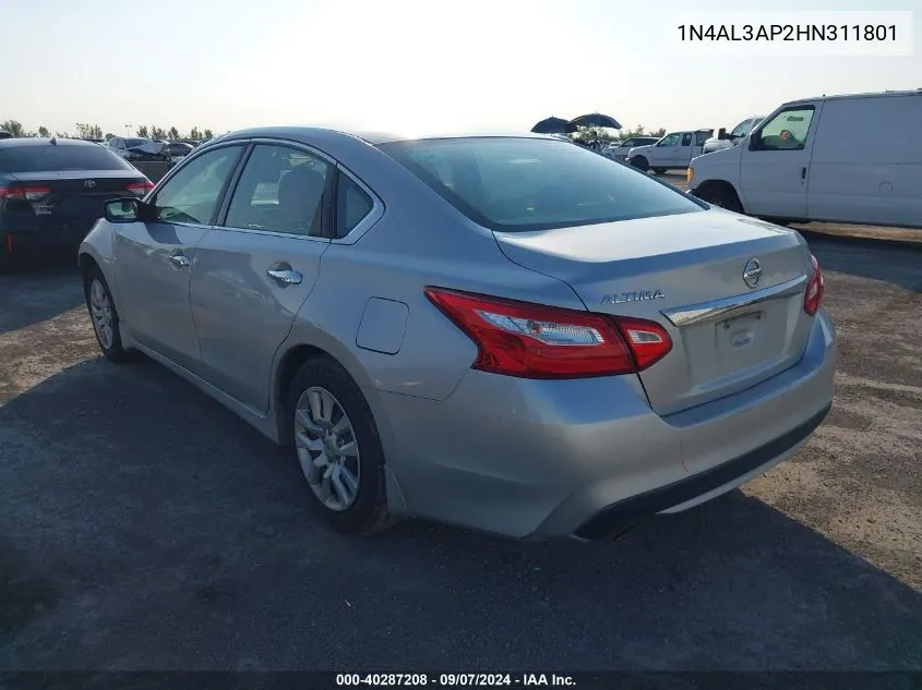 2017 Nissan Altima 2.5/S/Sv/Sl/Sr VIN: 1N4AL3AP2HN311801 Lot: 40287208