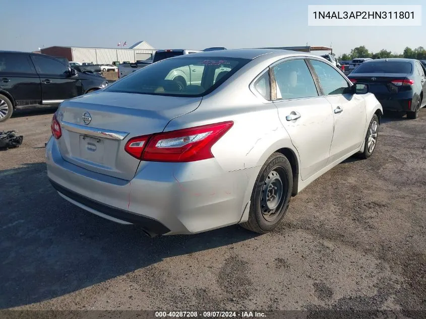 2017 Nissan Altima 2.5/S/Sv/Sl/Sr VIN: 1N4AL3AP2HN311801 Lot: 40287208