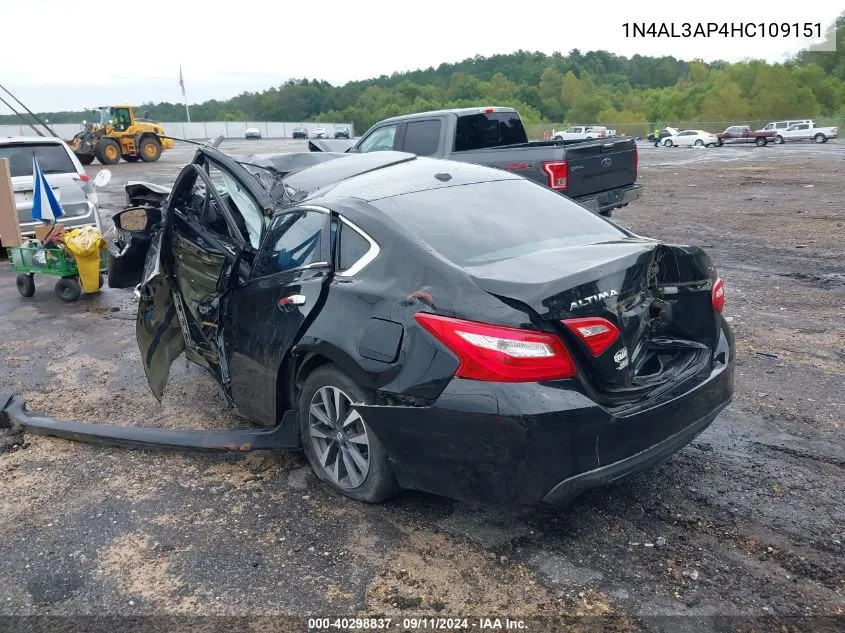 2017 Nissan Altima 2.5 Sv VIN: 1N4AL3AP4HC109151 Lot: 40298837