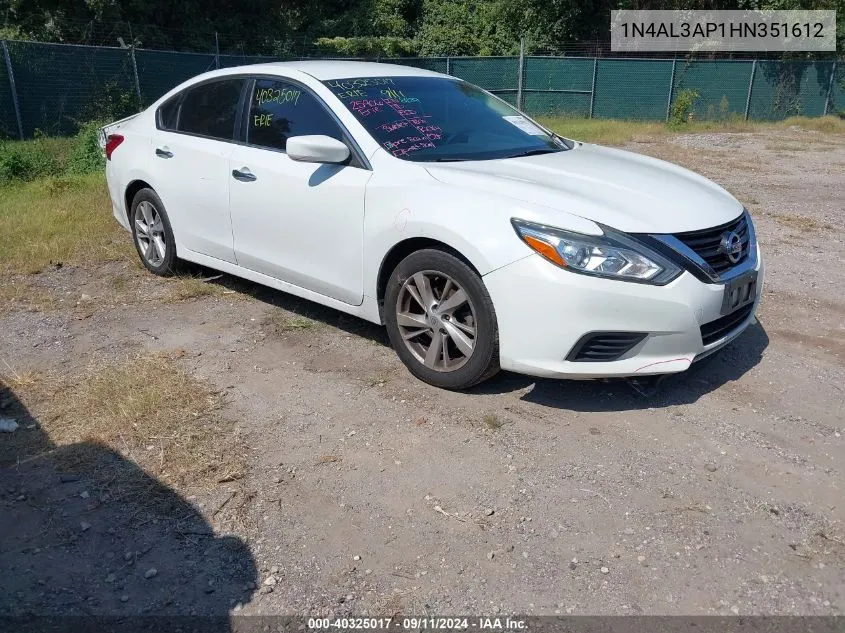 2017 Nissan Altima 2.5 S VIN: 1N4AL3AP1HN351612 Lot: 40325017