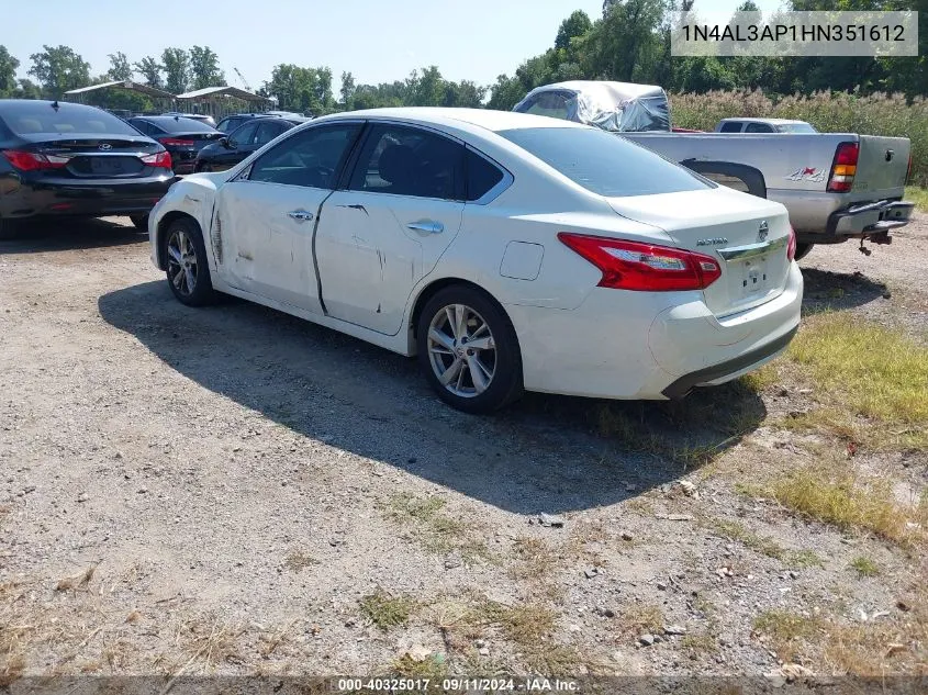 2017 Nissan Altima 2.5 S VIN: 1N4AL3AP1HN351612 Lot: 40325017