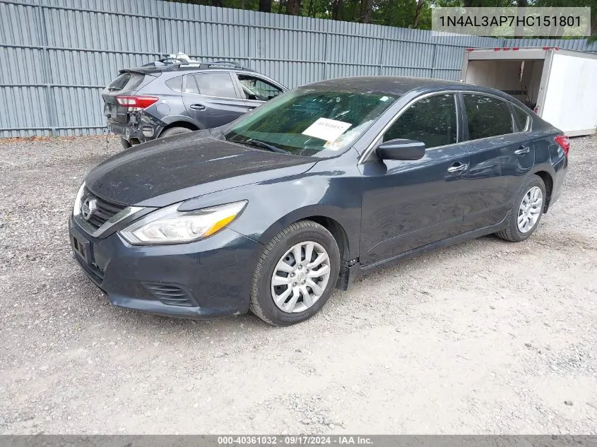 2017 Nissan Altima 2.5 S VIN: 1N4AL3AP7HC151801 Lot: 40361032