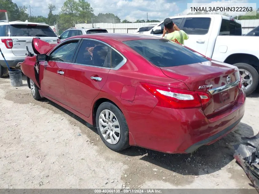 2017 Nissan Altima 2.5 S VIN: 1N4AL3AP0HN322263 Lot: 40366138