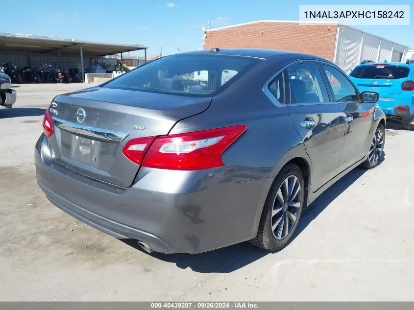 2017 Nissan Altima 2.5 Sv VIN: 1N4AL3APXHC158242 Lot: 40439287