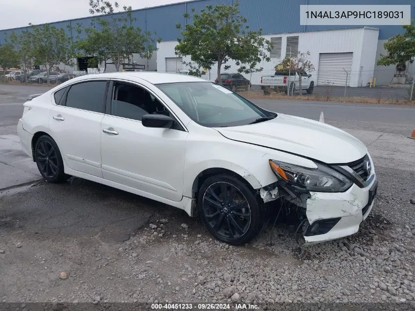 2017 Nissan Altima 2.5 Sr VIN: 1N4AL3AP9HC189031 Lot: 40451233