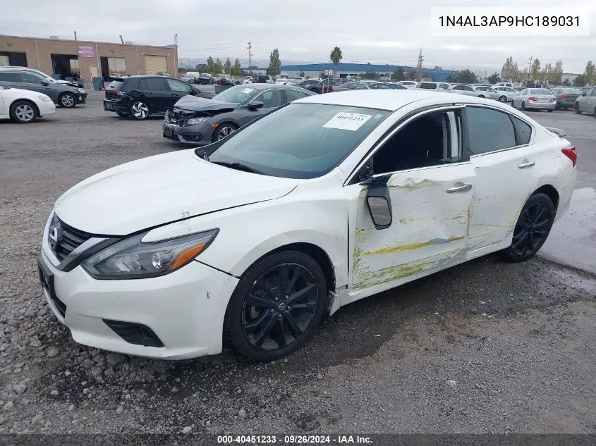 2017 Nissan Altima 2.5 Sr VIN: 1N4AL3AP9HC189031 Lot: 40451233