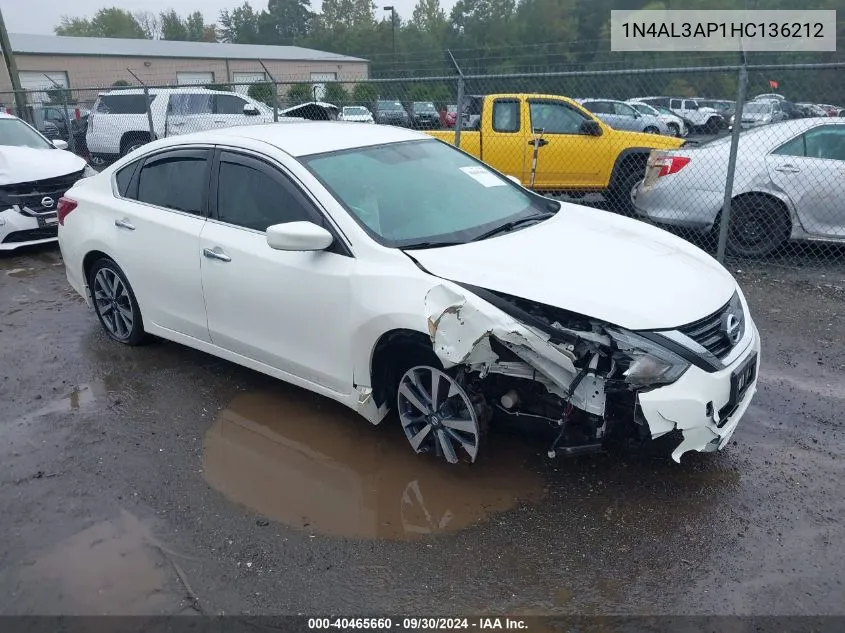 2017 Nissan Altima 2.5/S/Sv/Sl/Sr VIN: 1N4AL3AP1HC136212 Lot: 40465660