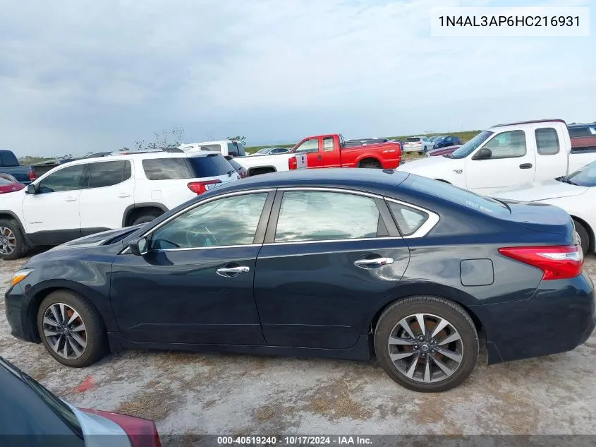 2017 Nissan Altima 2.5/S/Sv/Sl/Sr VIN: 1N4AL3AP6HC216931 Lot: 40519240