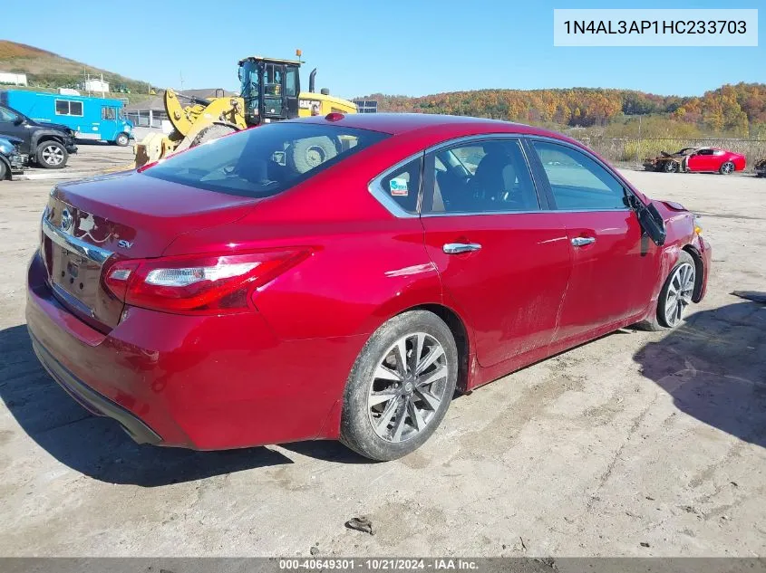 2017 Nissan Altima 2.5 Sv VIN: 1N4AL3AP1HC233703 Lot: 40649301