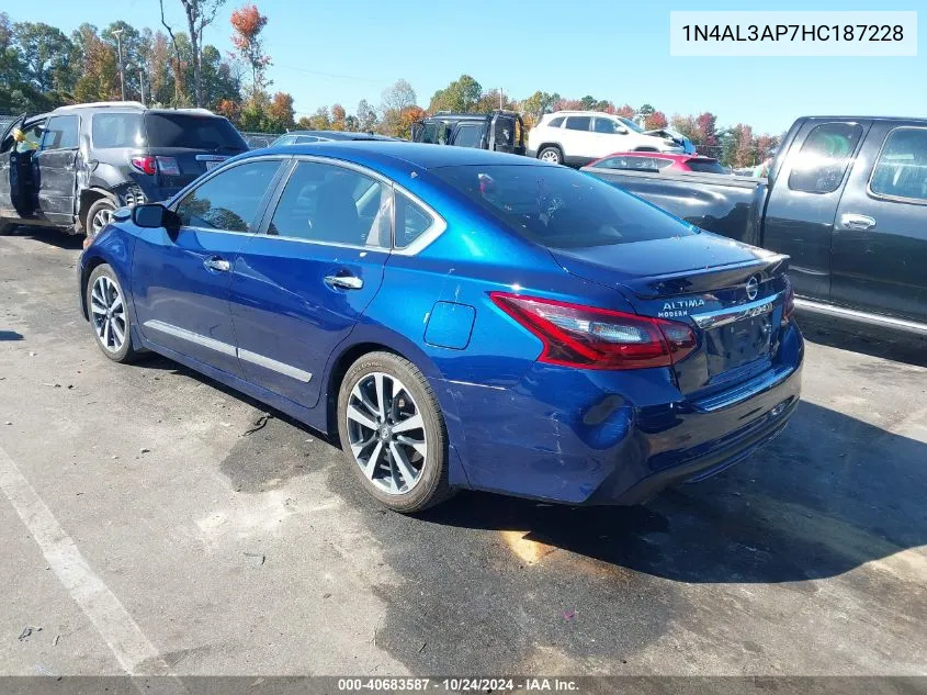 2017 Nissan Altima 2.5 Sr VIN: 1N4AL3AP7HC187228 Lot: 40683587