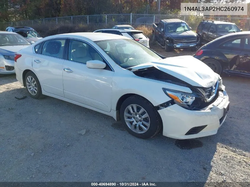 2017 Nissan Altima 2.5 S VIN: 1N4AL3AP2HC260974 Lot: 40694890