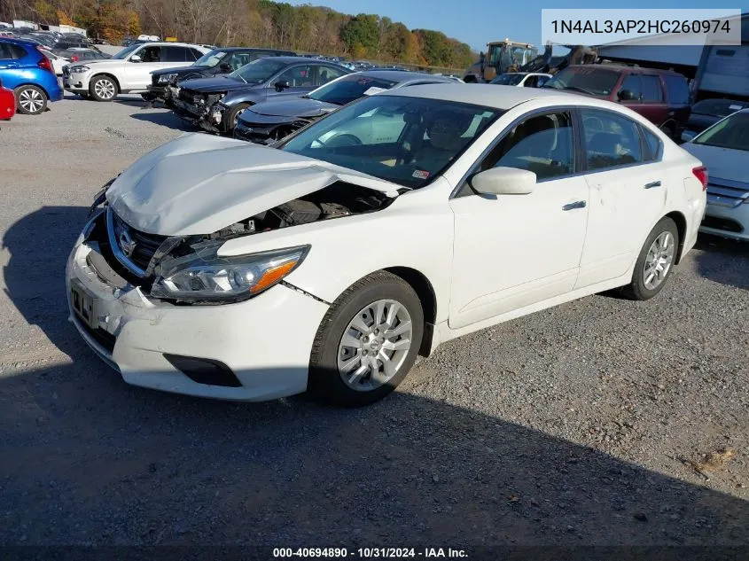 2017 Nissan Altima 2.5 S VIN: 1N4AL3AP2HC260974 Lot: 40694890