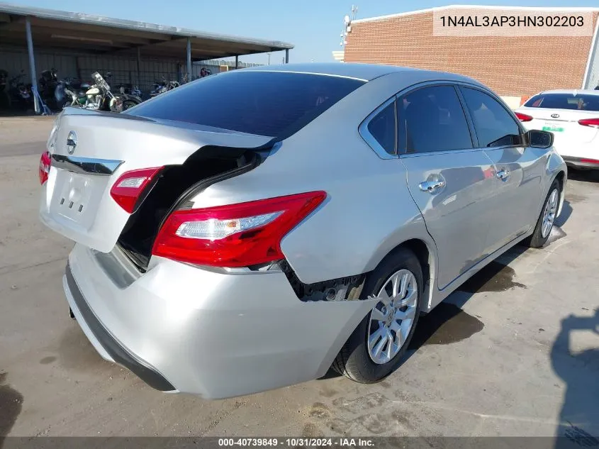 2017 Nissan Altima 2.5/2.5 S/2.5 Sl/2.5 Sr/2.5 Sv VIN: 1N4AL3AP3HN302203 Lot: 40739849