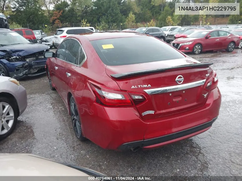 2017 Nissan Altima 2.5 Sr VIN: 1N4AL3AP1HC229795 Lot: 40754061