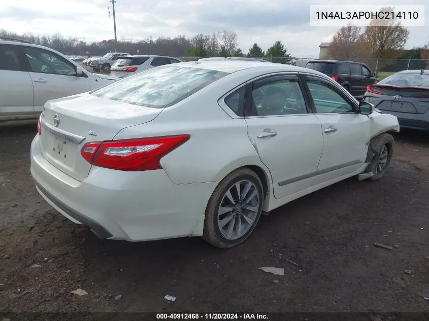 2017 Nissan Altima 2.5 Sl VIN: 1N4AL3AP0HC214110 Lot: 40912468