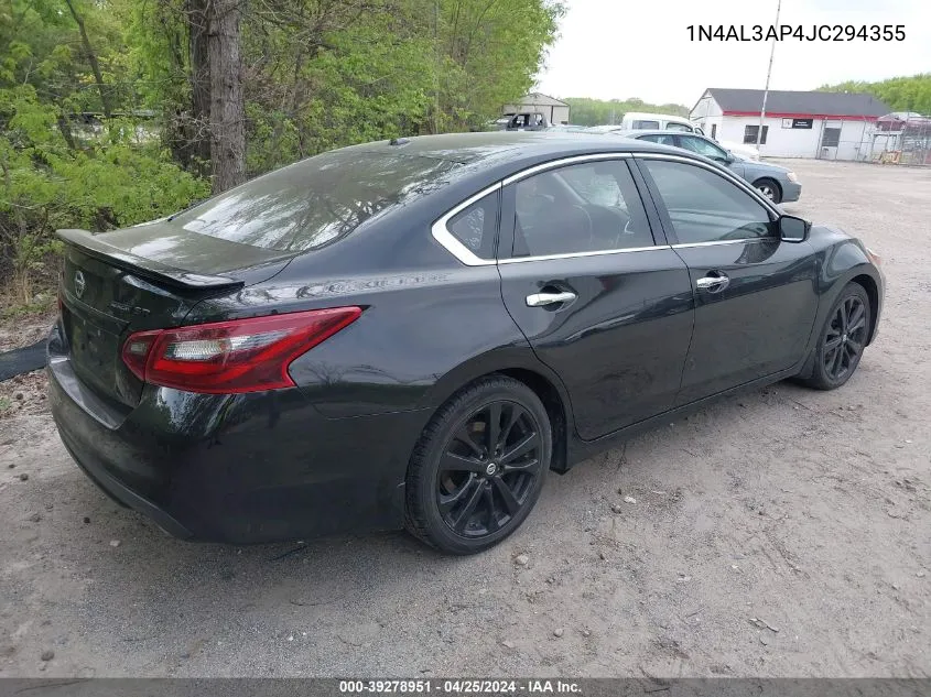 2018 Nissan Altima 2.5 Sr VIN: 1N4AL3AP4JC294355 Lot: 39278951