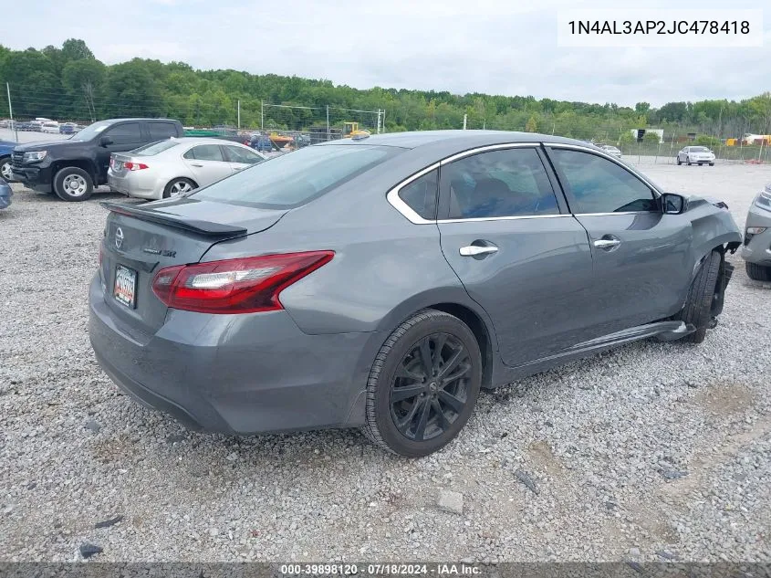 2018 Nissan Altima 2.5 Sr VIN: 1N4AL3AP2JC478418 Lot: 39898120