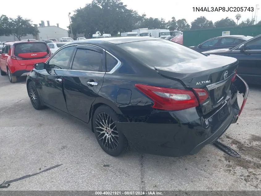 2018 Nissan Altima 2.5 S VIN: 1N4AL3AP8JC205743 Lot: 40021921