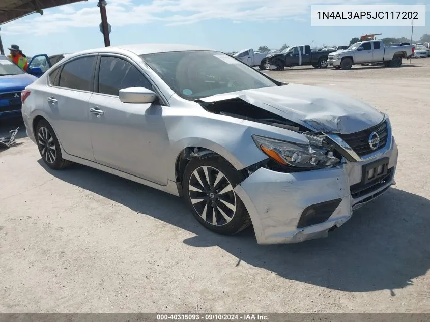 2018 Nissan Altima 2.5/S/Sv/Sl/Sr VIN: 1N4AL3AP5JC117202 Lot: 40315093