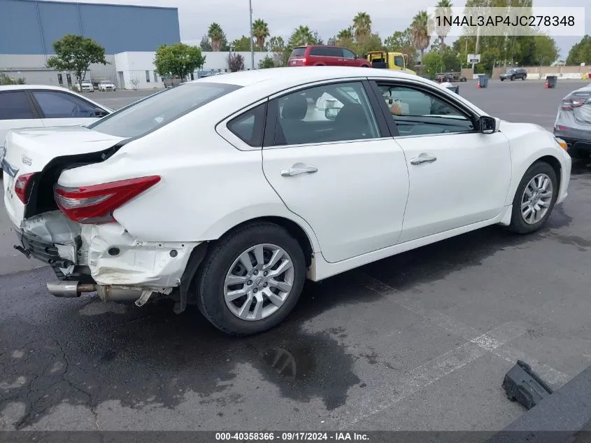 2018 Nissan Altima 2.5 S VIN: 1N4AL3AP4JC278348 Lot: 40358366