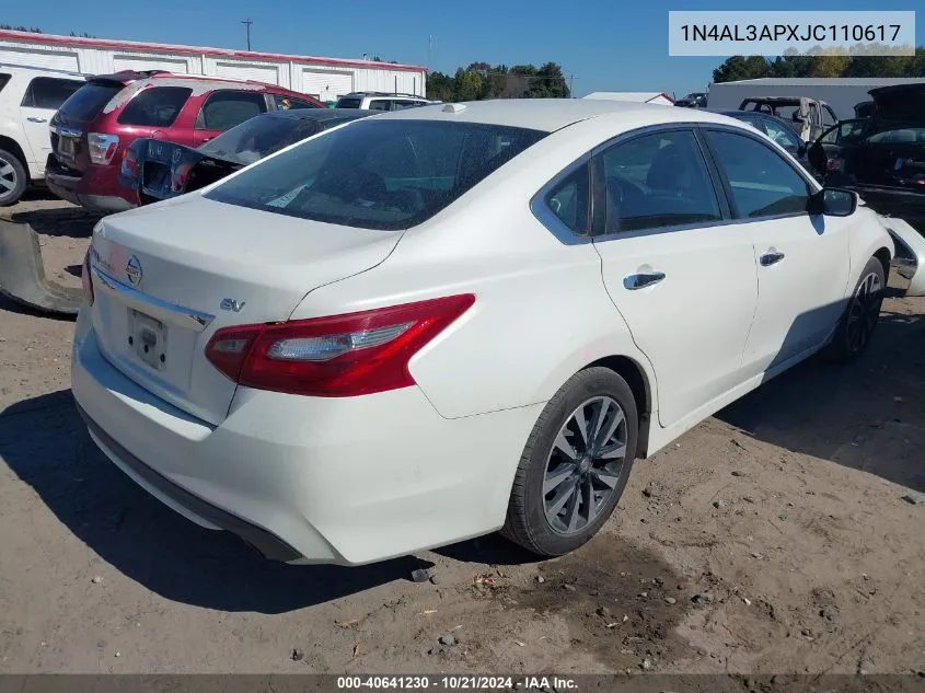 2018 Nissan Altima 2.5 Sv VIN: 1N4AL3APXJC110617 Lot: 40641230