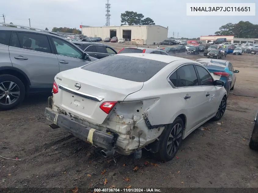 2018 Nissan Altima 2.5 Sv VIN: 1N4AL3AP7JC116651 Lot: 40736704