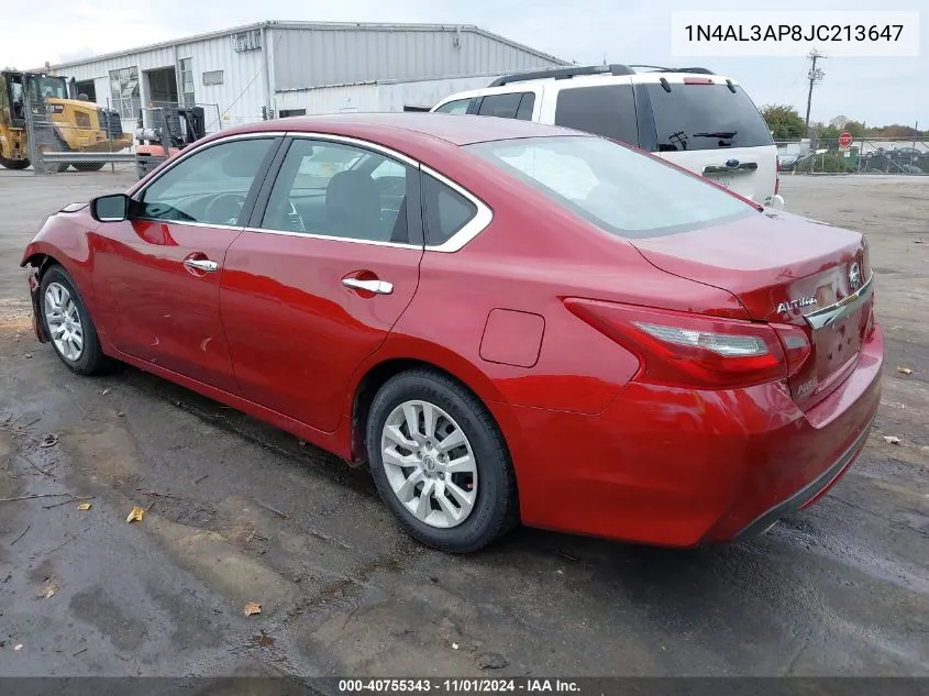 2018 Nissan Altima 2.5 S VIN: 1N4AL3AP8JC213647 Lot: 40755343