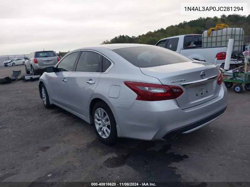 2018 Nissan Altima 2.5 S VIN: 1N4AL3AP0JC281294 Lot: 40818620