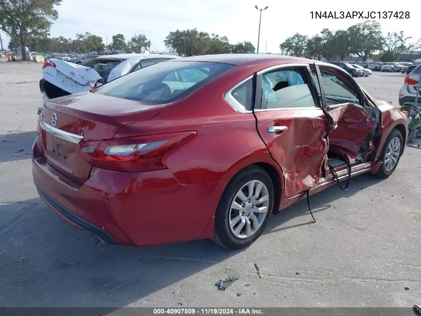 2018 Nissan Altima 2.5 S VIN: 1N4AL3APXJC137428 Lot: 40907509