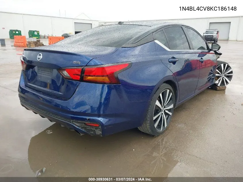 2019 Nissan Altima 2.5 Sr VIN: 1N4BL4CV8KC186148 Lot: 38930631