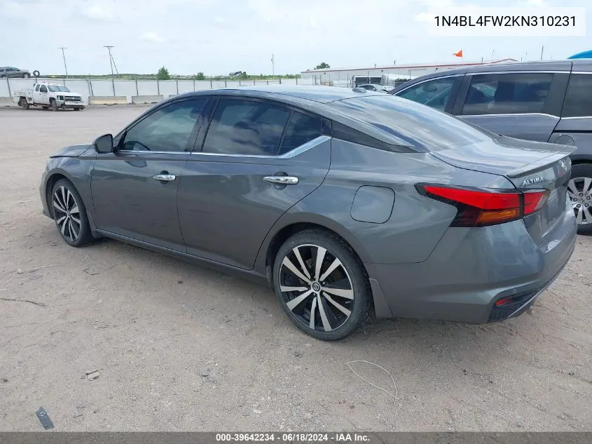 2019 Nissan Altima 2.5 Platinum VIN: 1N4BL4FW2KN310231 Lot: 39642234