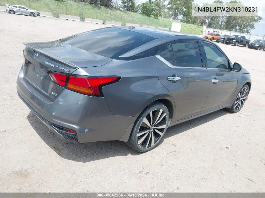 2019 Nissan Altima 2.5 Platinum VIN: 1N4BL4FW2KN310231 Lot: 39642234