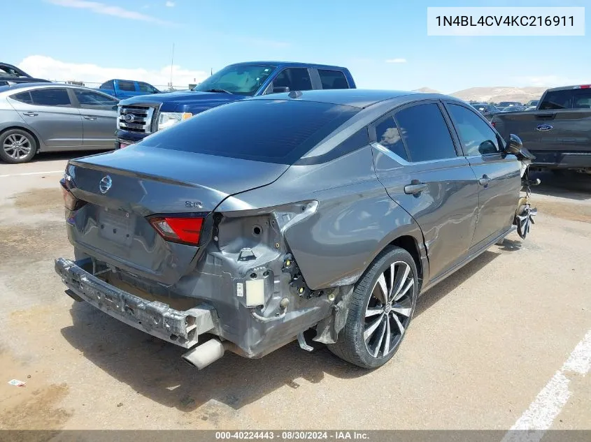 2019 Nissan Altima 2.5 Sr VIN: 1N4BL4CV4KC216911 Lot: 40224443