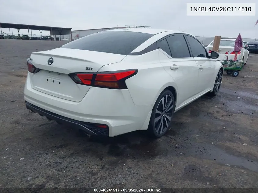 2019 Nissan Altima 2.5 Sr VIN: 1N4BL4CV2KC114510 Lot: 40241517