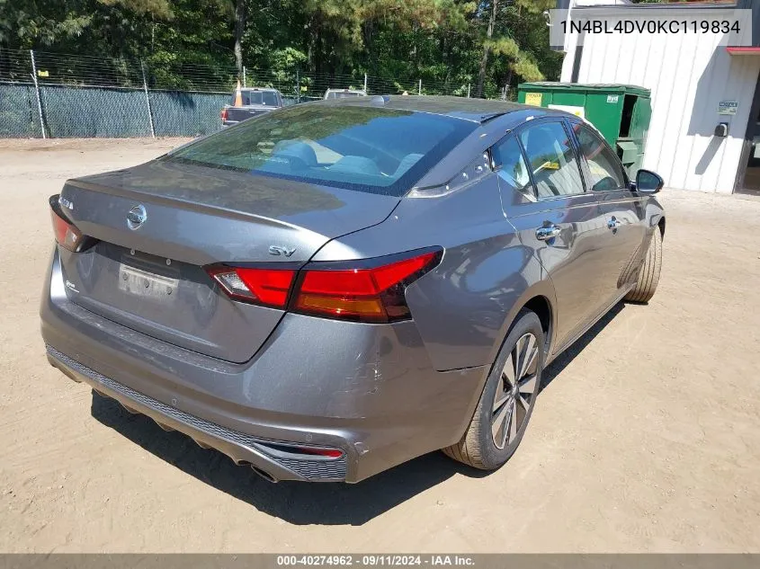 2019 Nissan Altima 2.5 Sv VIN: 1N4BL4DV0KC119834 Lot: 40274962