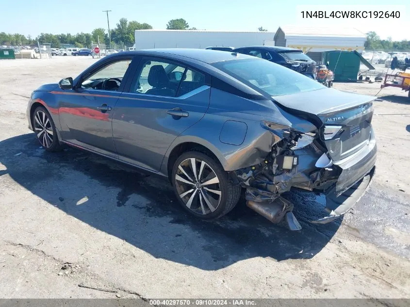 2019 Nissan Altima 2.5 Sr VIN: 1N4BL4CW8KC192640 Lot: 40297570