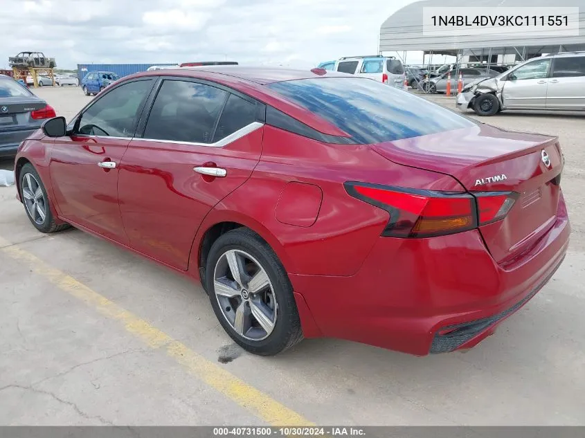 2019 Nissan Altima 2.5 Sv VIN: 1N4BL4DV3KC111551 Lot: 40731500