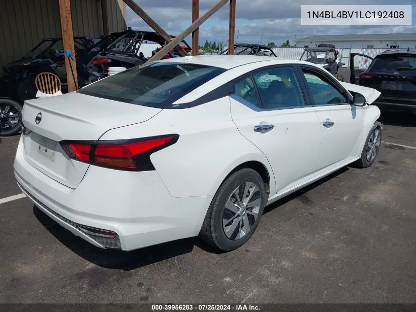 2020 Nissan Altima S Fwd VIN: 1N4BL4BV1LC192408 Lot: 39956283