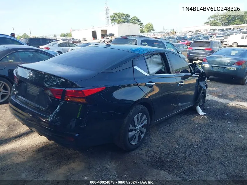 2020 Nissan Altima S Fwd VIN: 1N4BL4BV6LC248326 Lot: 40024879