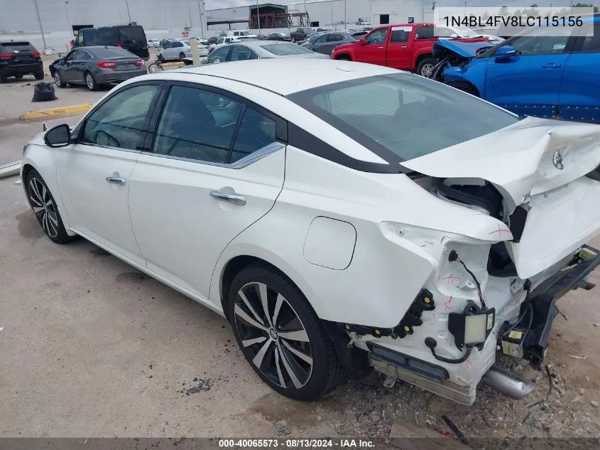 2020 Nissan Altima Platinum Fwd VIN: 1N4BL4FV8LC115156 Lot: 40065573