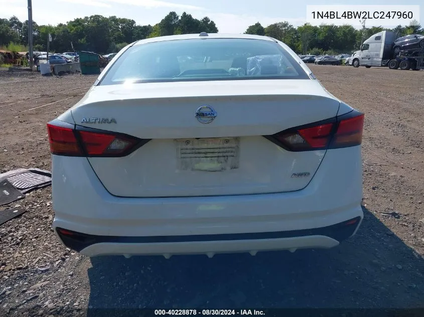 2020 Nissan Altima S Intelligent Awd VIN: 1N4BL4BW2LC247960 Lot: 40228878