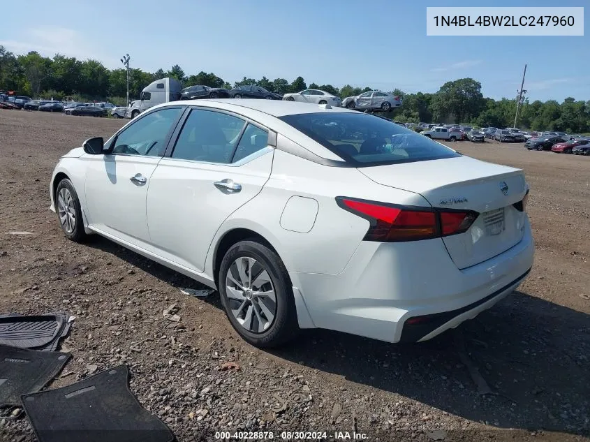 2020 Nissan Altima S Intelligent Awd VIN: 1N4BL4BW2LC247960 Lot: 40228878