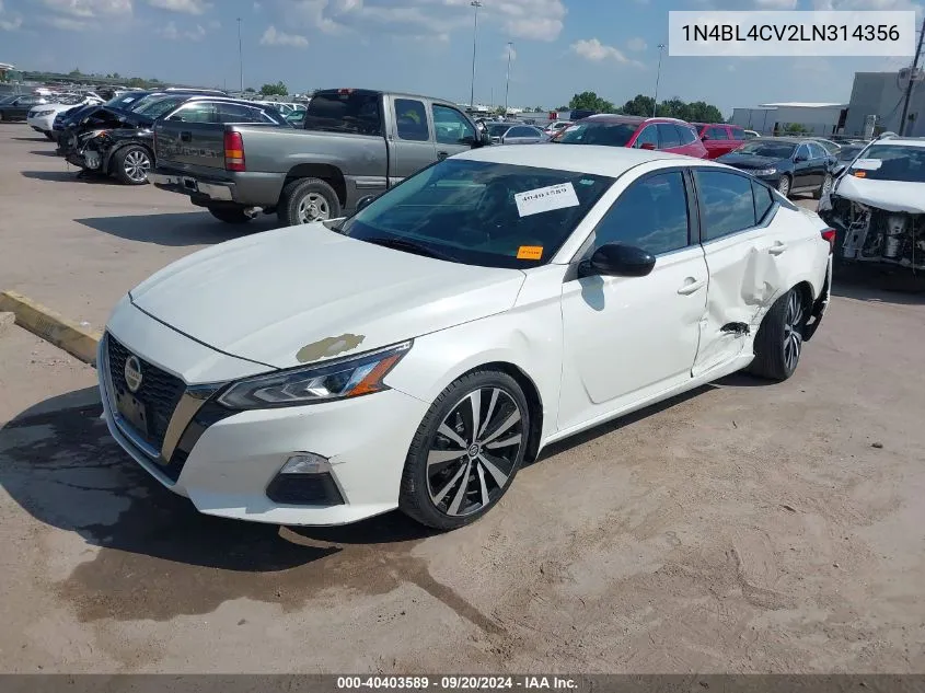 2020 Nissan Altima Sr Fwd VIN: 1N4BL4CV2LN314356 Lot: 40403589