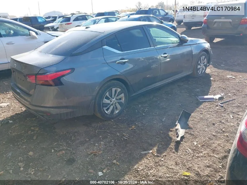 2020 Nissan Altima S Fwd VIN: 1N4BL4BV4LC170984 Lot: 40702106