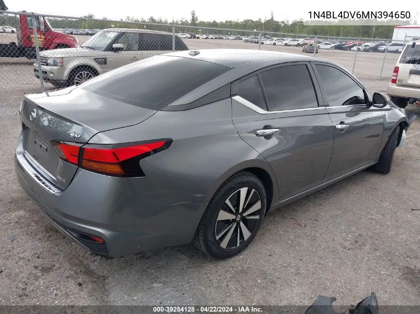 2021 Nissan Altima Sv Fwd VIN: 1N4BL4DV6MN394650 Lot: 39254128