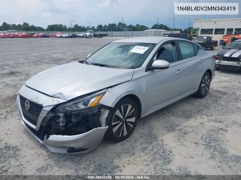 2021 Nissan Altima Sv Fwd VIN: 1N4BL4DV2MN343419 Lot: 39620356