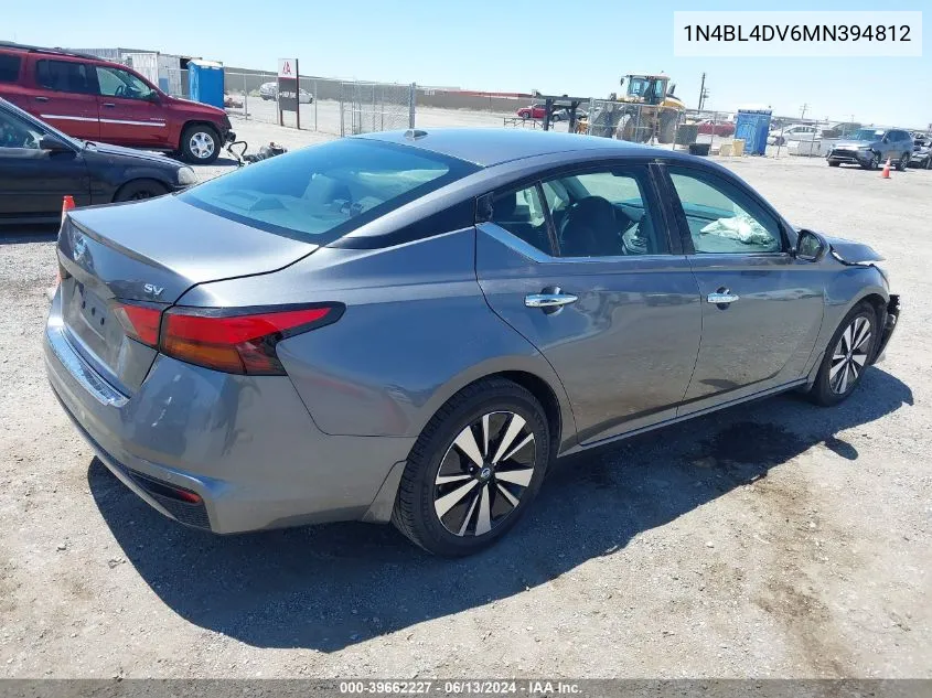 2021 Nissan Altima Sv Fwd VIN: 1N4BL4DV6MN394812 Lot: 39662227