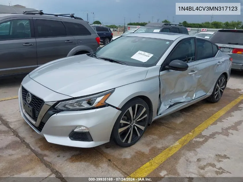 2021 Nissan Altima Sr Fwd VIN: 1N4BL4CV3MN317123 Lot: 39935169