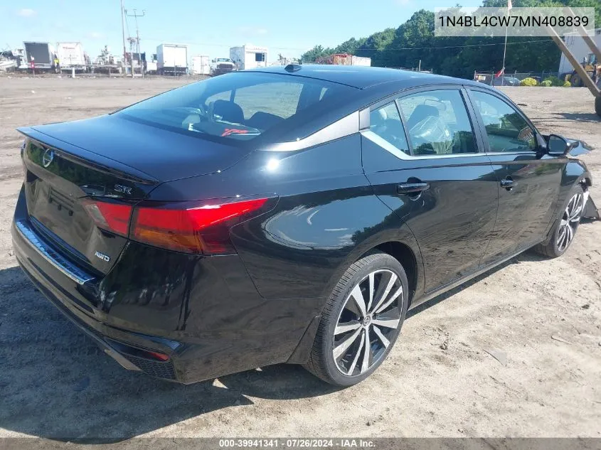 2021 Nissan Altima Sr Intelligent Awd VIN: 1N4BL4CW7MN408839 Lot: 39941341