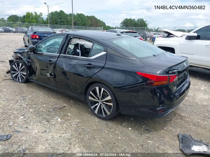 2021 Nissan Altima Sr Fwd VIN: 1N4BL4CV4MN360482 Lot: 39944234